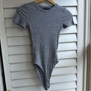 Gray Ribbed Zara Bodysuit